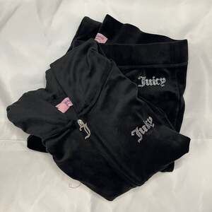 Juicy Couture XXL Black Velour Bling Rhinestone Logo Tracksuit Set